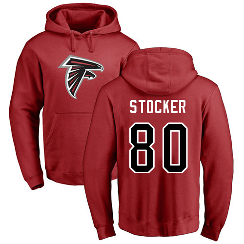 Atlanta Falcons Men Red Luke Stocker Name And Number Logo NFL Football 80 Pullover Hoodie Sweatshirts